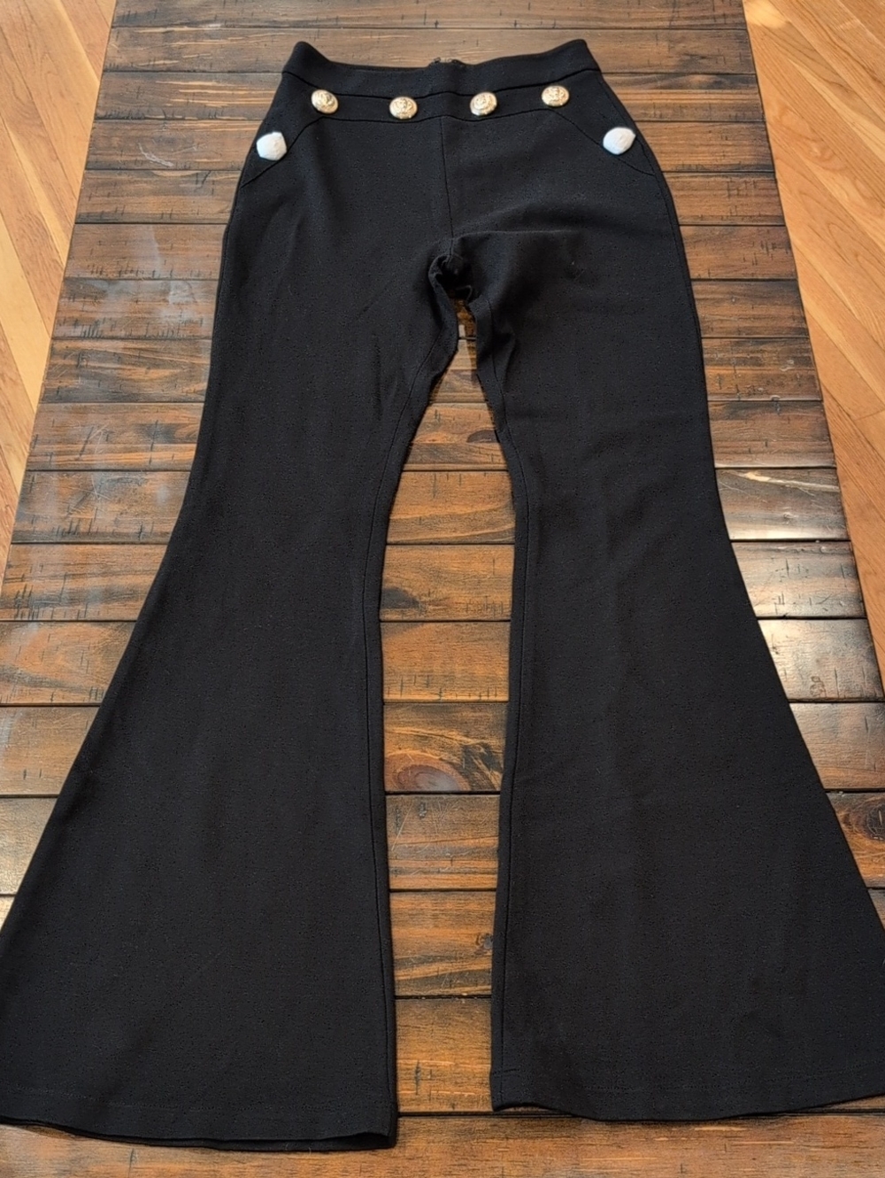 Miss Circle Fiona Flared Sailor Button Pants High Waist NWT - Picture 2 of 9